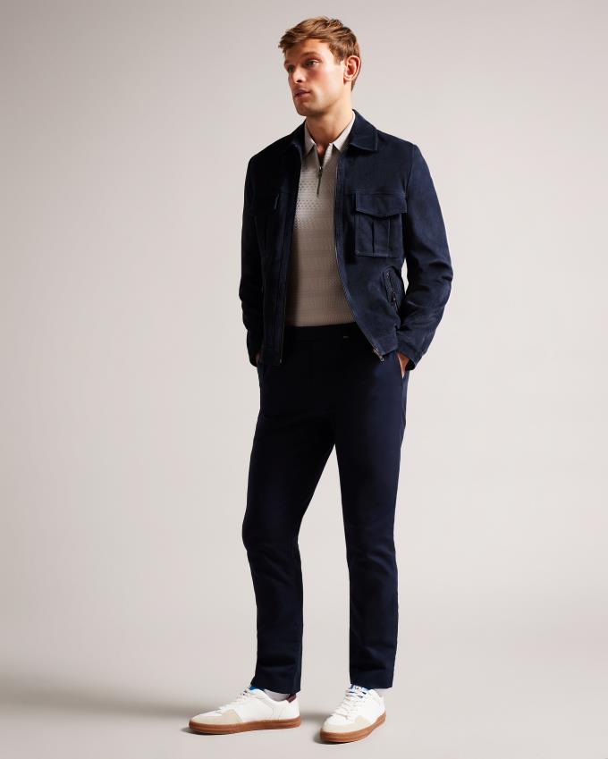 Veste Ted Baker Suede Bleu Marine Homme | QOM-64509567